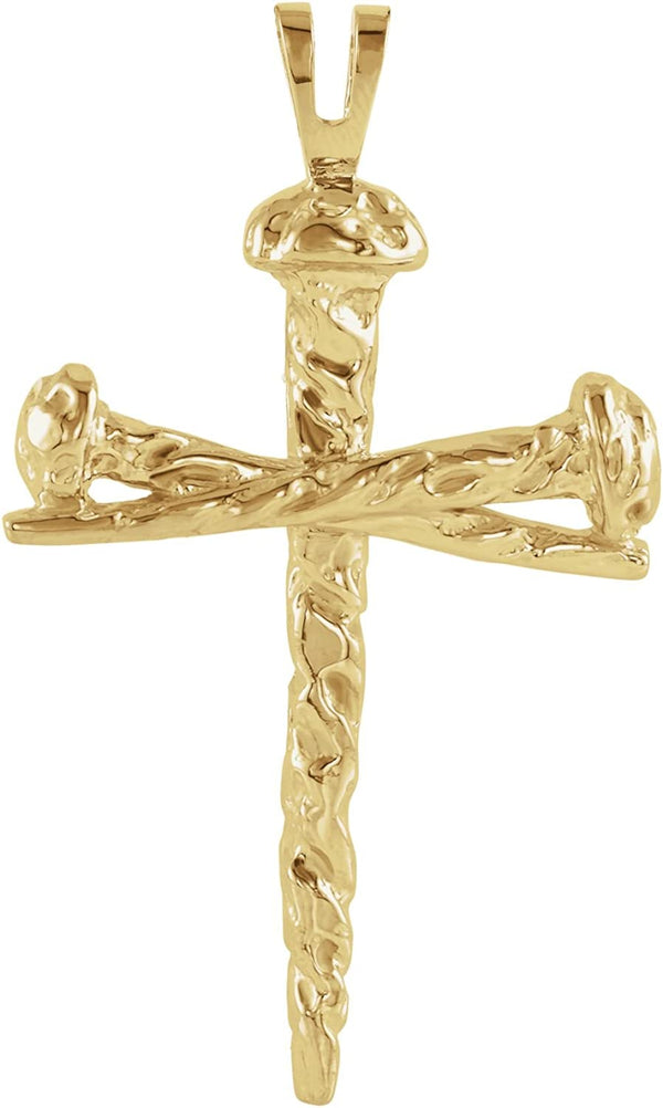 Nail Design Cross 10K Yellow Gold Pendant (34X24 MM)