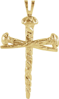 Nail Design Cross 14k Yellow Gold Pendant (34X24 MM)