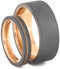 His and Hers Wedding Set, Sandblast Titanium Overlay, Comfort-Fit 14k Rose Gold Wedding Bands, M9.5-F9