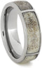 Antler Inlay 6mm Comfort-Fit Titanium Hunters Wedding Band, Size 6.5