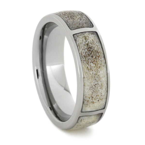 Antler Inlay 6mm Comfort-Fit Titanium Hunters Wedding Band