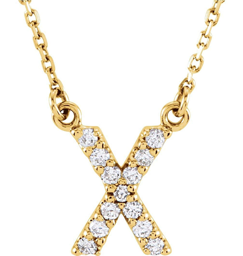 14k Yellow Gold Diamond Initial 'X' 1/8 Cttw Necklace, 16" (GH Color, I1 Clarity)