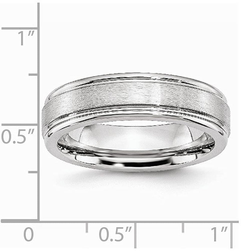 Men's Satin Cobalt Chrome 6mm Polished Ridge Comfort-Fit Ring Size 8.5