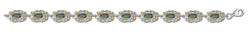 Mystic Fire Topaz with Scrollwork Bracelet, Sterling Silver, 12k Green and Rose Gold Black Hills Gold Motif, 7.38"