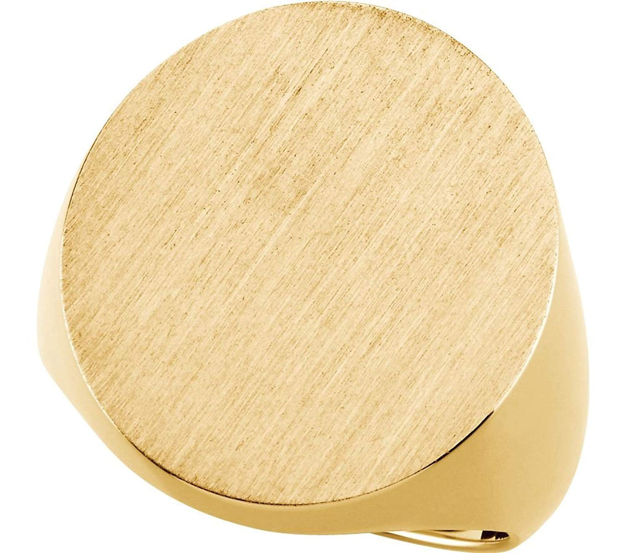 Men's 10k Yellow Gold Solid Brush Finish Round Flat-Top Signet Ring