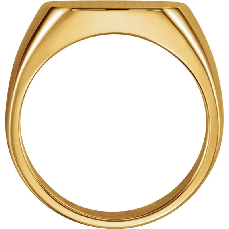 Men's 18k Yellow Gold Brushed 16mm Square Signet Ring