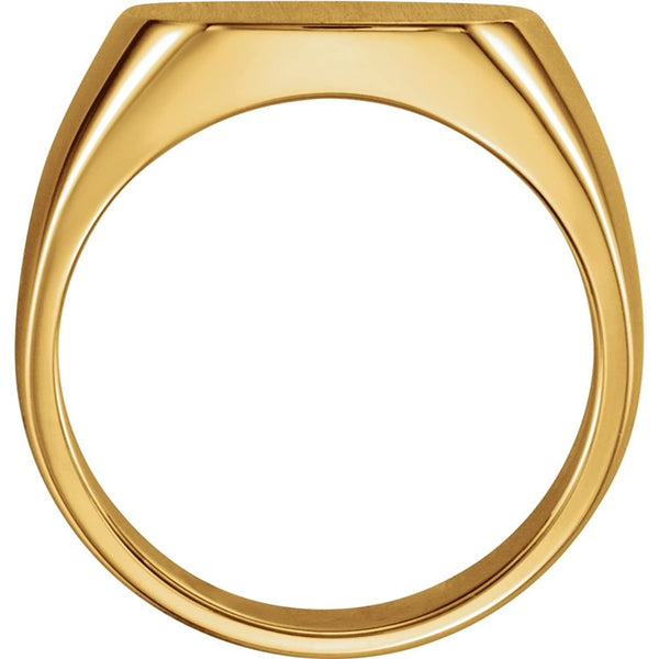 Men's 18k Yellow Gold 18mm Brushed Square Signet Ring, Size 10.75