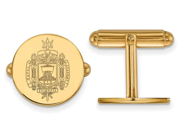Gold-Plated Sterling Silver Navy Crest Round Cuff Links, 15MM