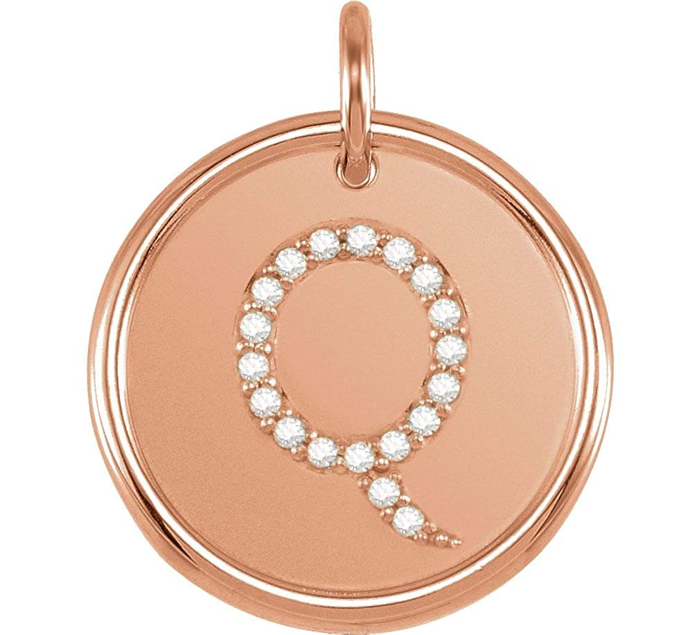 Diamond Initial "Q" Pendant, 14k Rose Gold (0.1 Ctw, Color GH, Clarity I1)