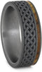 Celtic Knot, Olive Wood 7mm Comfort-Fit Sandblasted Titanium Band, Size 6.5