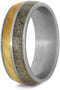 Deer Antler, Birch Wood 8mm Comfort-Fit Matte Titanium Wedding Band, Size 11.5