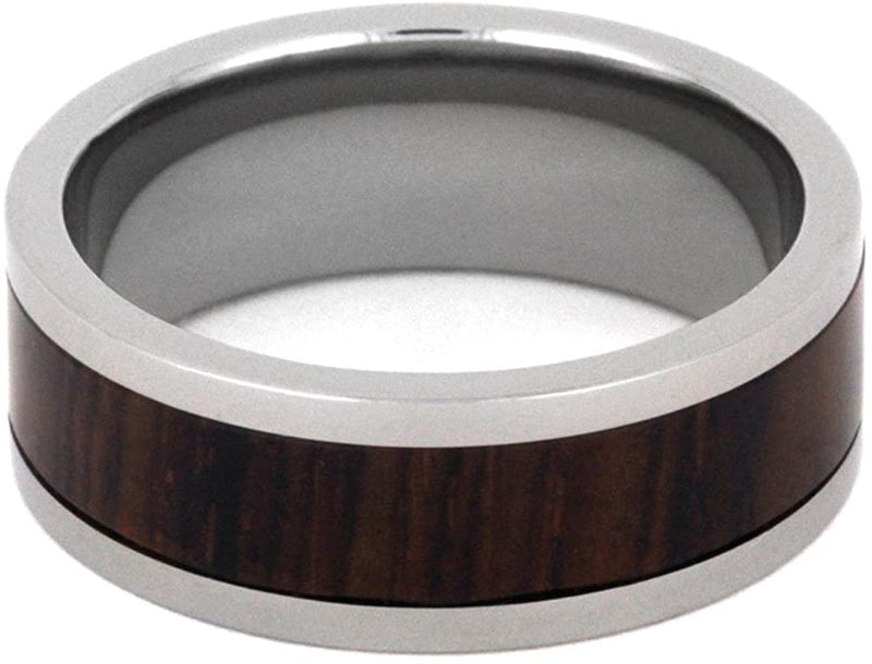 Cocobolo Wood Inlay 8mm Comfort-Fit Titanium Wedding Band, Size 6