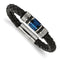 Men's Brushed and Polished Stainless Steel Black Enamel Blue IP Purple IP Black Rubber Bracelet, 8.5"