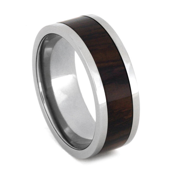 Cocobolo Wood Inlay 8mm Comfort-Fit Titanium Wedding Band