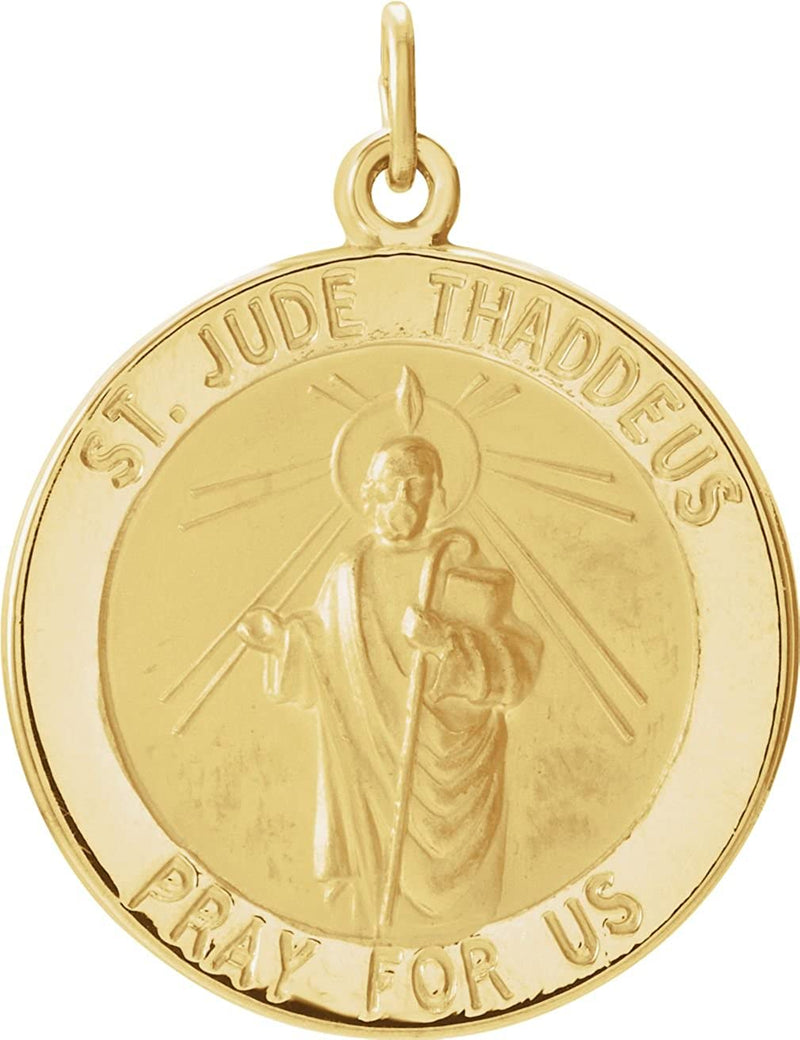 14k Yellow Gold Round St. Jude Thaddeus Medal (14.5MM)