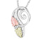 Freeform Pendant Necklace, Sterling Silver, 12k Pink and Green Leaf Black Hills Gold Motif, 18"