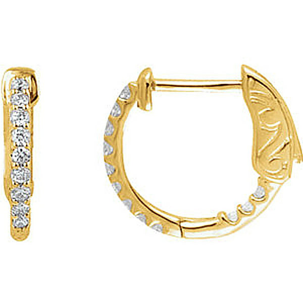 Diamond Inside-Outside Hoop Earrings, 14k Yellow Gold (1/4 Ctw, Color H+, Clarity I1)