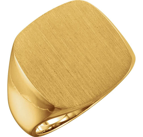 Men's Closed Back Square Signet Ring, 18k Yellow Gold (10mm)Size 9.5