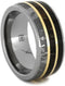 Gibeon Meteorite, Dinosaur Bone, Petrified Wood, 14k Yellow Gold 9mm Comfort-Fit Titanium Wedding Band, Size 10.5