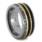 Gibeon Meteorite, Dinosaur Bone, Petrified Wood, 14k Yellow Gold 9mm Comfort-Fit Titanium Wedding Band