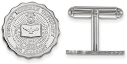 Rhodium-Plated Sterling Silver Central Michigan University Crest Round Cuff Links, 18MM