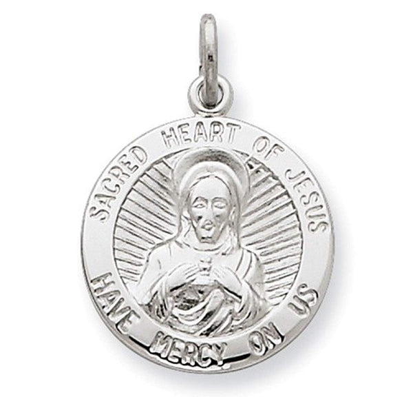 Sterling Silver Sacred Heart of Jesus Medal (27X13MM)