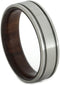 Bolivian Rosewood Ring with Brushed Titanium Overlay 6mm Comfort-Fit Wedding Band, Size 10.25