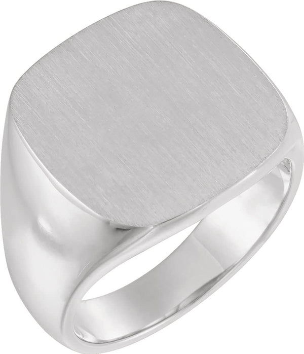 Men's Closed Back Signet Ring, 10k X1 White Gold (18mm)