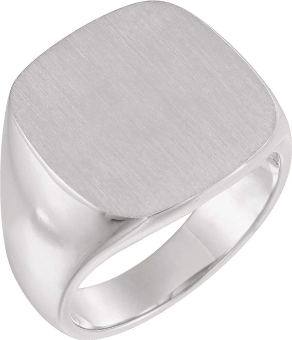 Men's Closed Back Square Signet Ring, 18k X1 White Gold (20mm)