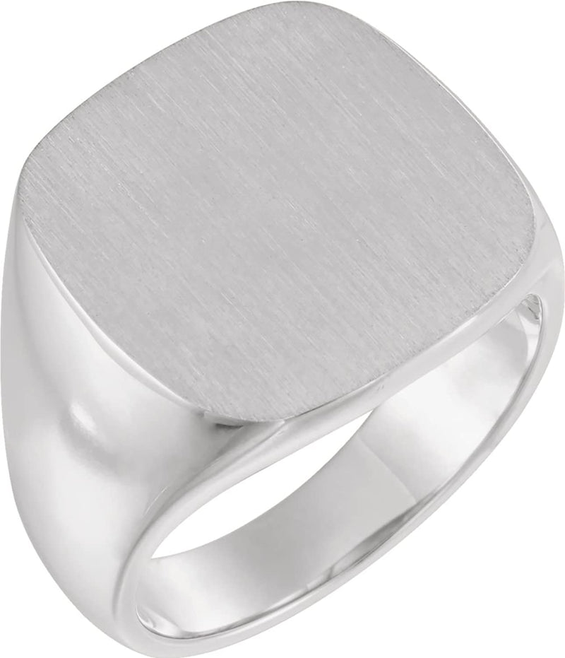 Men's Closed Back Square Signet Ring, 18k X1 White Gold (18mm) Size 11.5