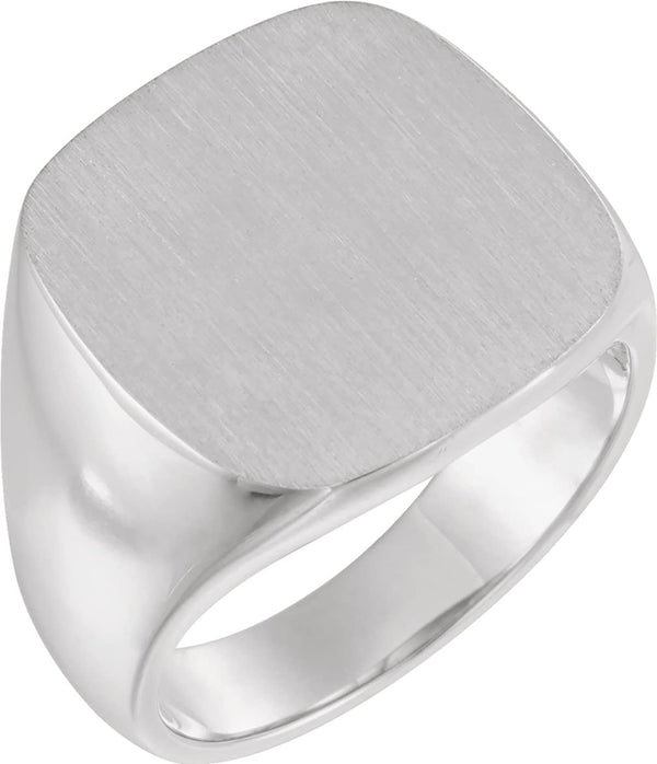 Men's Closed Back Square Signet Ring, 18k White Gold (20mm) Size 13