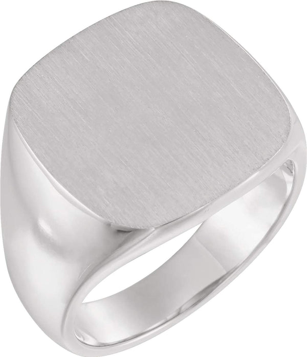 Men's Closed Back Signet Ring, Rhodium-Plated 14k White Gold (18mm)
