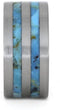 Turquoise Pinstripe 10mm Comfort-Fit Titanium Band, Size 8.5