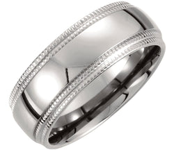 Titanium 8mm Double Milgrain Comfort Fit Ring, Size 8