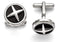 Stainless Steel Black Enameled X Round Cuff Links, 18MM