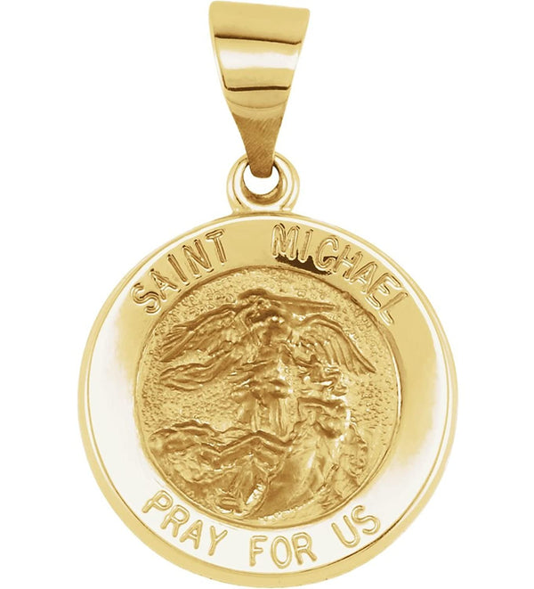 14k Yellow Gold Round St. Michael Medal (18.25 MM)