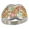 Floral Brocade Granulated Bead Band, 10k Yellow Gold, Sterling Silver, 12k Green and Rose Gold Black Hills Gold Motif