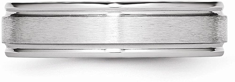 Men's Satin Cobalt Chrome 6mm Polished Ridge Comfort-Fit Ring Size 8