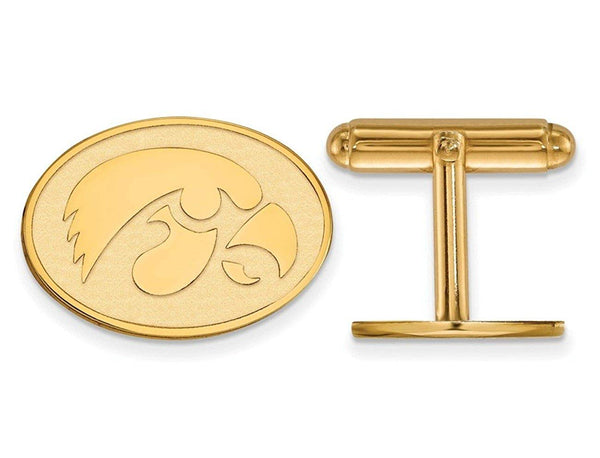 Gold-Plated Sterling Silver University Of Iowa Round Cuff Links, 17MM