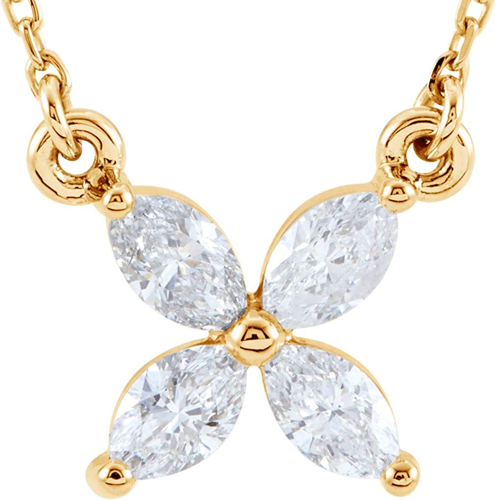 4-Stone Diamond Cluster 14k Yellow Gold Pendant Necklace, 16" (.50 Cttw)