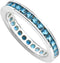 The Men's Jewelry Store (for HER) Aqua Blue CZ Mirror Polished Rhodium Plated Sterling Silver Eternity Ring