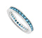 The Men's Jewelry Store (for HER) Aqua Blue CZ Mirror Polished Rhodium Plated Sterling Silver Eternity Ring