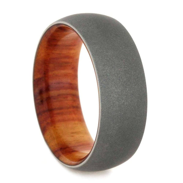 Beadblast Titanium Dome 8mm Comfort-Fit Tulip Wood Band