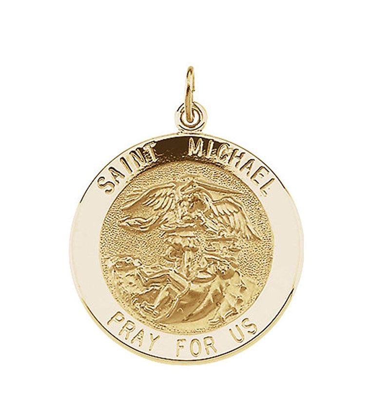 14k Yellow Gold Round St. Michael Medal (12 MM)