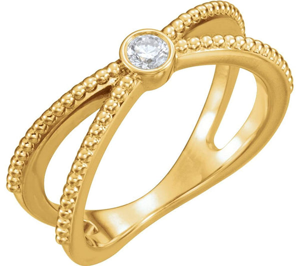 Bezel-Set Diamond Beaded Ring, 14k Yellow Gold (.125 Ctw, G-H Color, I1 Clarity), Size 6