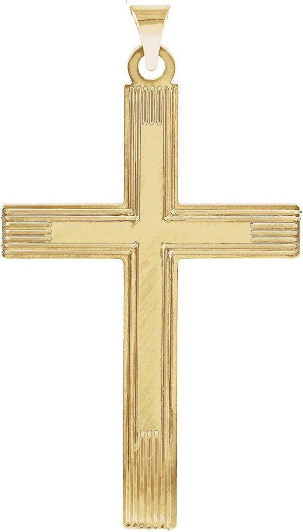 Cross with Embossed Cross Inside the Cross 14k Yellow Gold Pendant