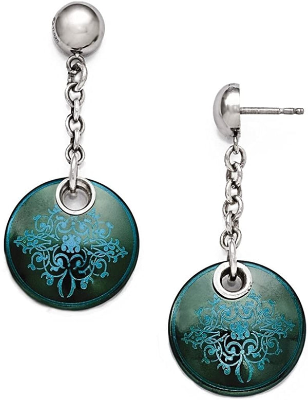 Rain Collection Black Ti, Sterling Silver Anodized Teal Dangle Earrings