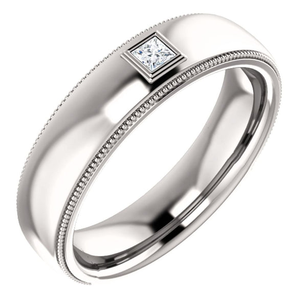 Men's Rhodium-Plated 14k White Gold Diamond 6mm Milgrain Band (.10 Ctw, Color G-H, SI2-SI3 Clarity) Size 10