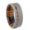 Sandblast Titanium 8mm Comfort-Fit Bocote Wood Wedding Band