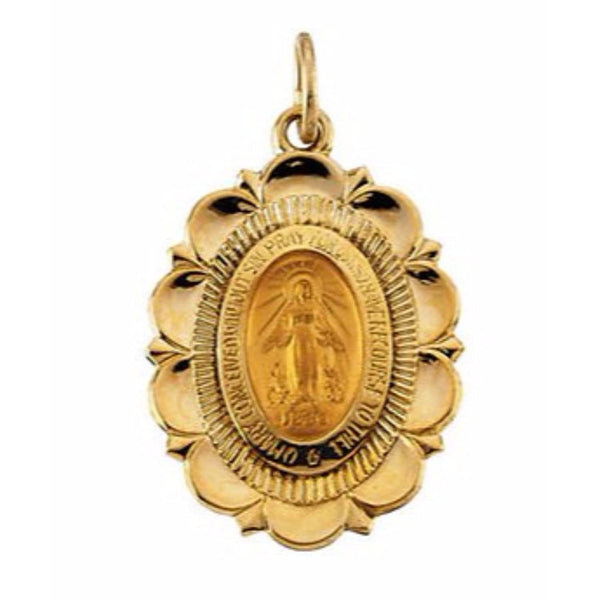 14k Yellow Gold Miraculous Medal (22x16 MM)